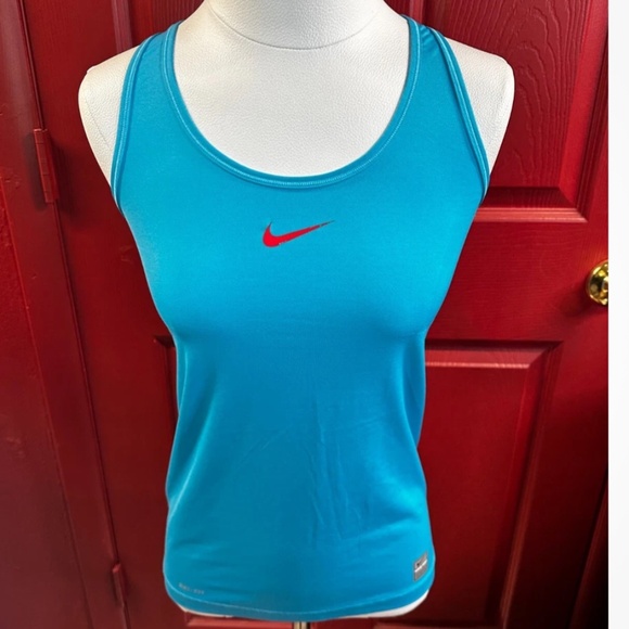 Nike Pro Womens Tank top Blue White Athletic Performance Racer back Sz L - Picture 2 of 13